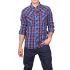 Men's check shirt blue in slim fit